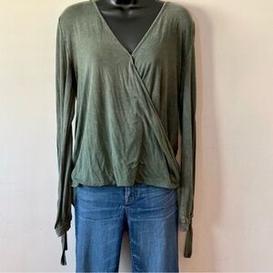 🔴Alta Tops | Long Sleeve Green Cross Front Shirt | Color: Green | Size: S GUC